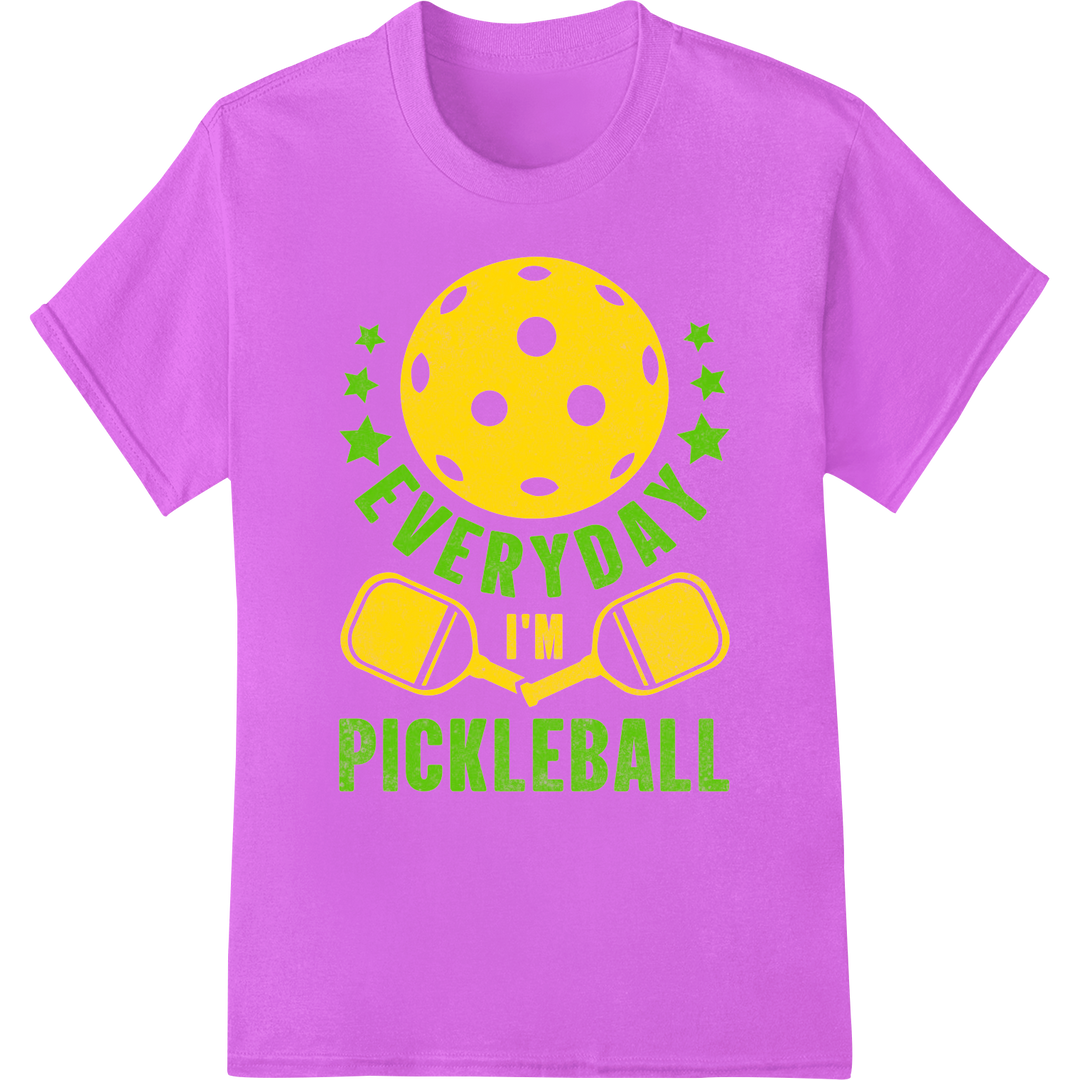 Everyday I'm Pickleball - Vibrant DTF Print Heat Transfer on purple shirt - SUPERDTF-DTF Prints-DTF Transfers-Custom DTF Prints