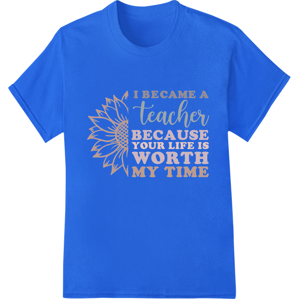 Retro Teacher Inspiration | DTF Print Heat Transfer on blue shirt - SUPERDTF-DTF Prints-DTF Transfers-Custom DTF Prints