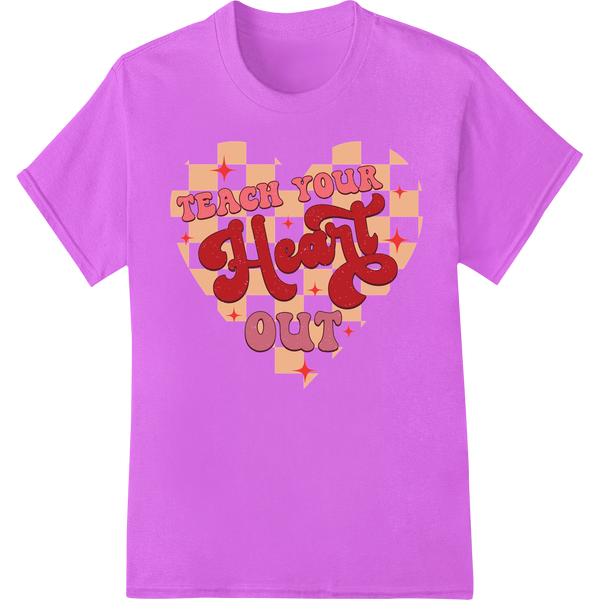 Teach Your Heart Out: Vibrant Valentine's DTF Print on purple shirt - SUPERDTF-DTF Prints-DTF Transfers-Custom DTF Prints