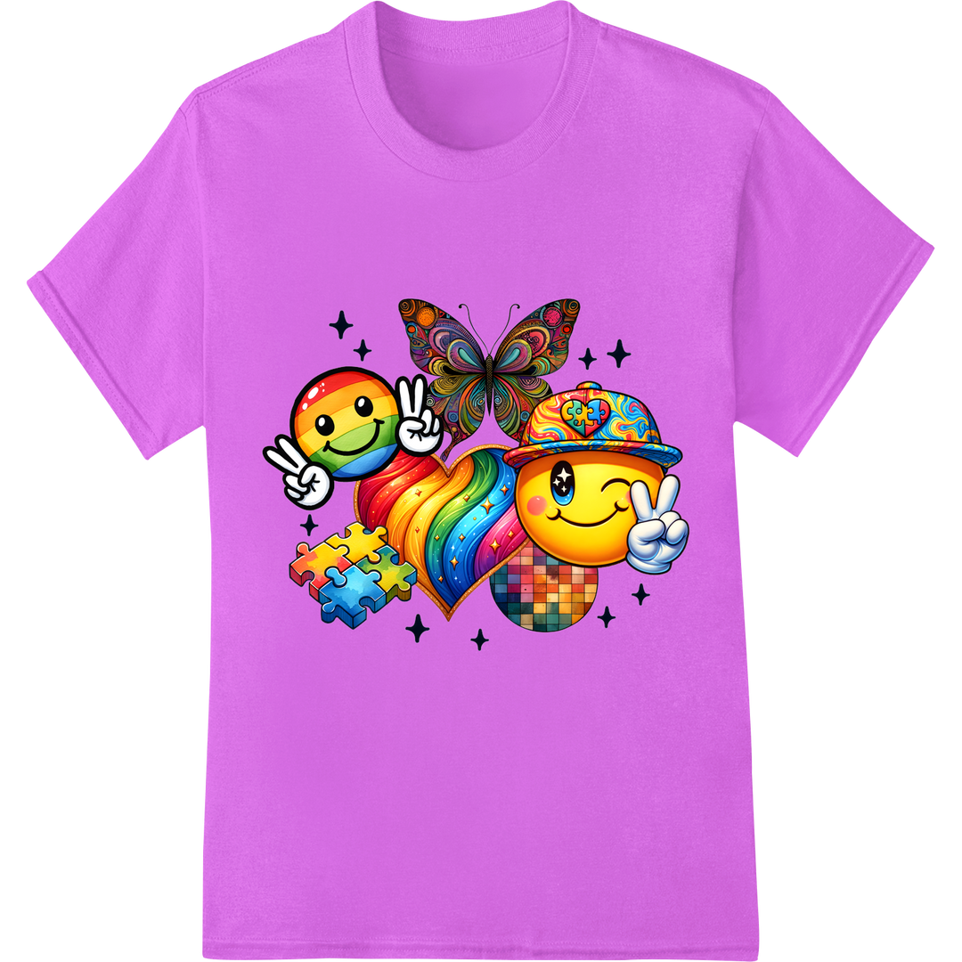 Autism Awareness: Embrace Neurodiversity with Vibrant DTF Print on purple shirt - SUPERDTF-DTF Prints-DTF Transfers-Custom DTF Prints