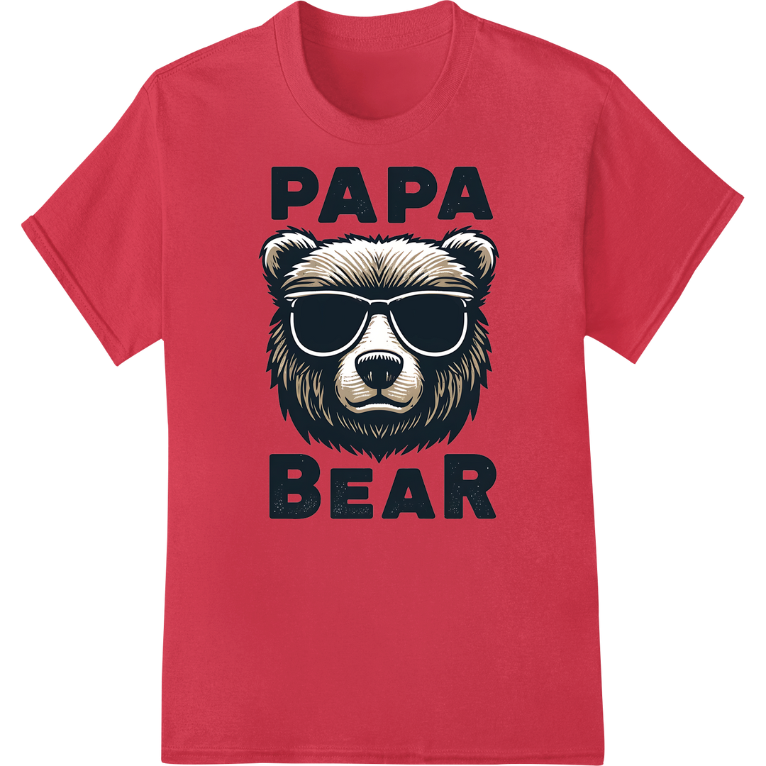 PAPA BEAR DTF Print Heat Transfer - Cool Dad Gift Idea on red shirt - SUPERDTF-DTF Prints-DTF Transfers-Custom DTF Prints