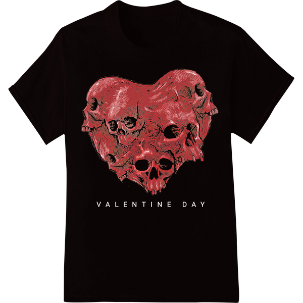 Skulls & Hearts: Gothic Valentine's Day DTF Print Transfer on black shirt - SUPERDTF-DTF Prints-DTF Transfers-Custom DTF Prints