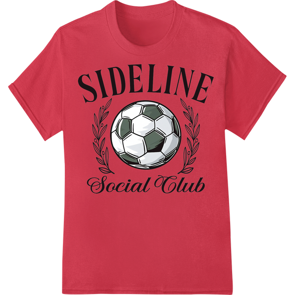 Score with Style: Soccer 'SIDELINE Social Club' DTF Print on red shirt - SUPERDTF-DTF Prints-DTF Transfers-Custom DTF Prints