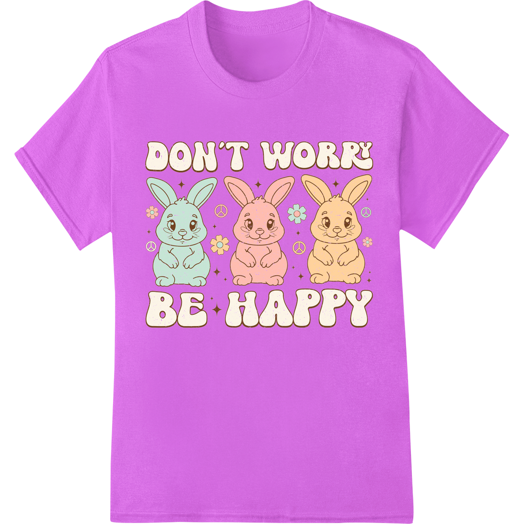 Retro Easter Bunnies: Nostalgic DTF Transfer Print on purple shirt - SUPERDTF-DTF Prints-DTF Transfers-Custom DTF Prints