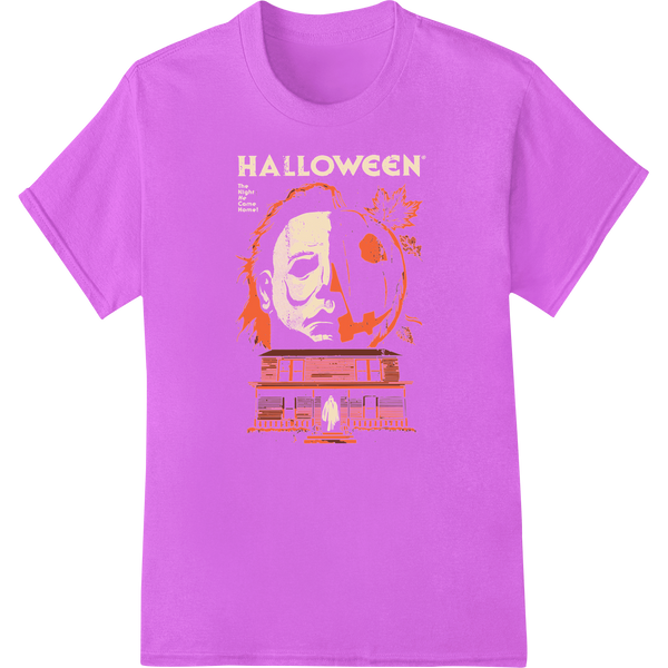 Haunted House Pumpkin: Spooky Halloween DTF Transfer on purple shirt - SUPERDTF-DTF Prints-DTF Transfers-Custom DTF Prints