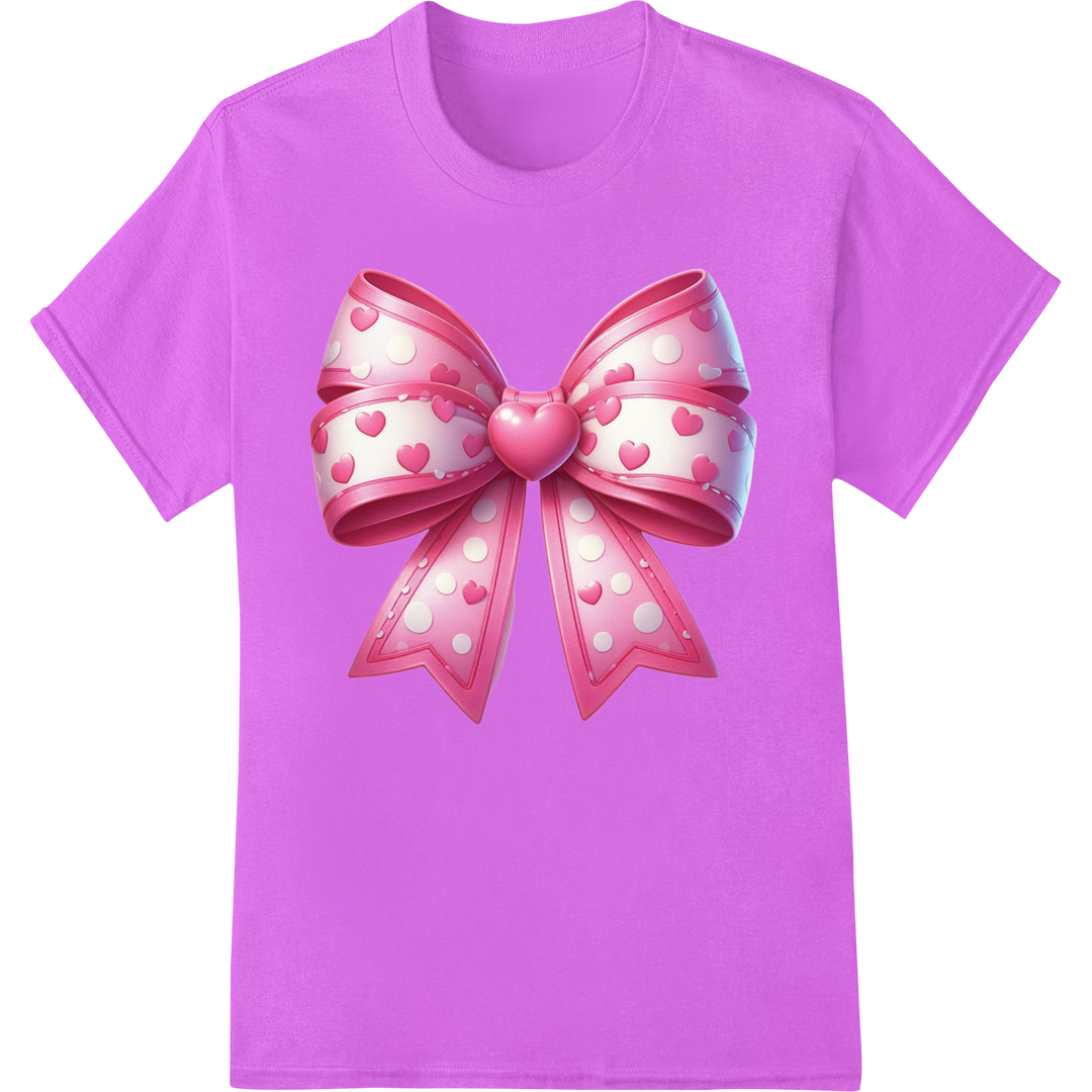 Charming Valentine's Day Coquette Bow DTF Print Transfer on purple shirt - SUPERDTF-DTF Prints-DTF Transfers-Custom DTF Prints