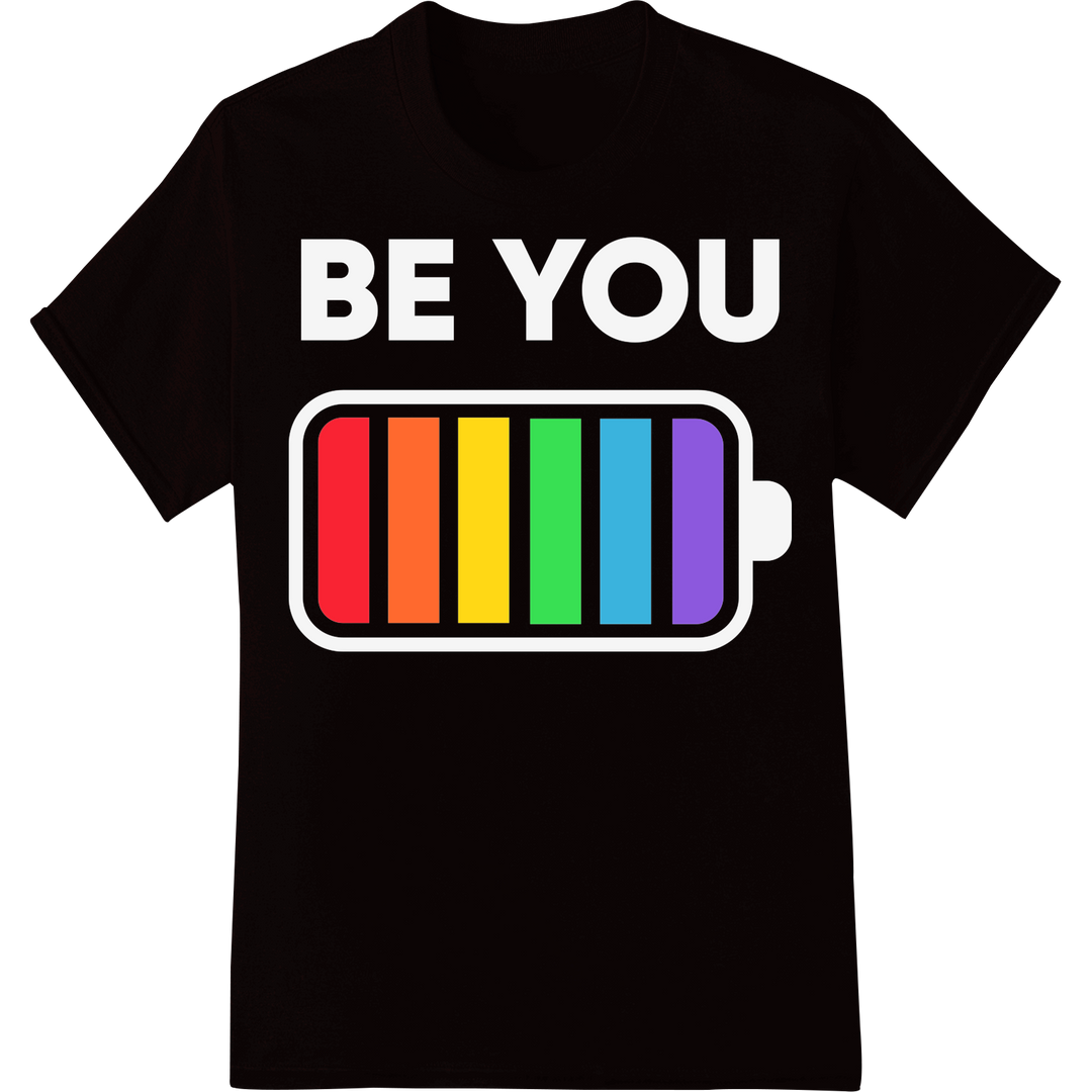 Bold LGBT Rainbow Stripe DTF Print Heat Transfer on black shirt - SUPERDTF-DTF Prints-DTF Transfers-Custom DTF Prints