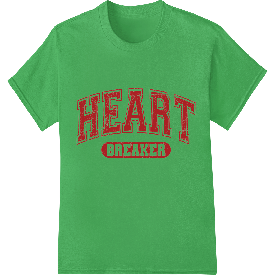 Bold 'Heart Breaker' DTF Print Transfer | Edgy Valentine's on green shirt - SUPERDTF-DTF Prints-DTF Transfers-Custom DTF Prints