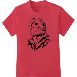 Chilling Jason Voorhees B&W Horror DTF Heat Transfer with custom custom apparel artwork