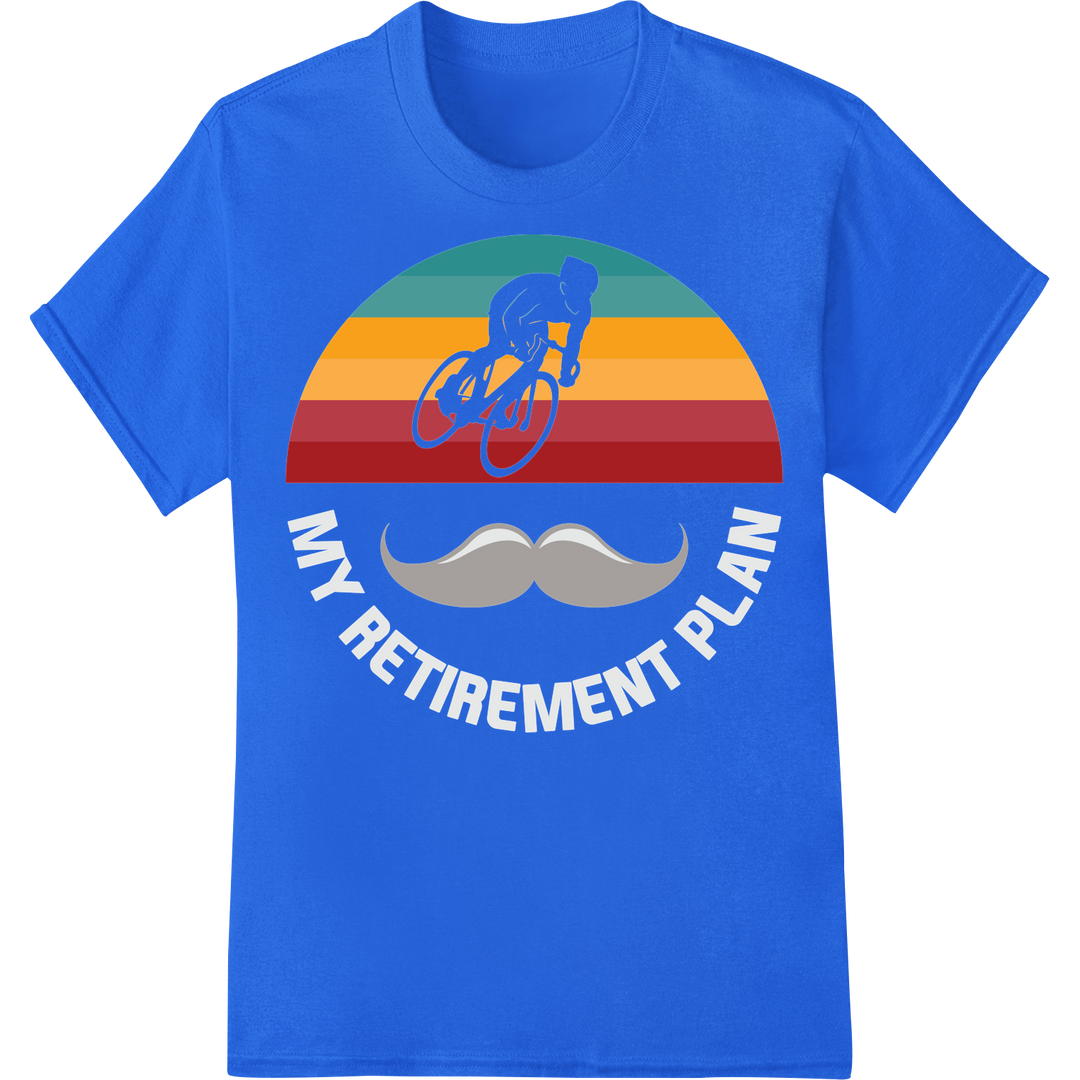 Vintage Mustache Bicycle Print for Father's Day Gifts on blue shirt - SUPERDTF-DTF Prints-DTF Transfers-Custom DTF Prints