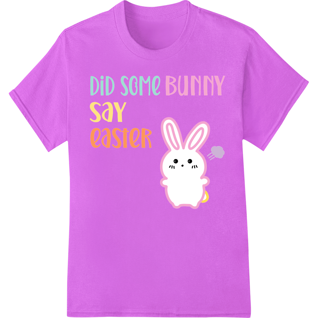 Hoppy Easter: Cute Bunny DTF Print for Easy Holiday Style on purple shirt - SUPERDTF-DTF Prints-DTF Transfers-Custom DTF Prints