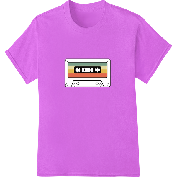 Retro Rainbow Cassette Heat Transfer | Vintage Music DTF on purple shirt - SUPERDTF-DTF Prints-DTF Transfers-Custom DTF Prints