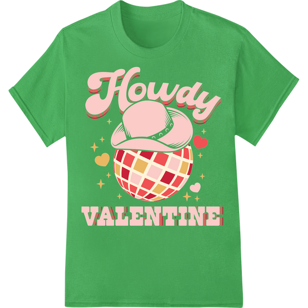 Retro Love: Colorful Hippie Valentine's Day DTF Print on green shirt - SUPERDTF-DTF Prints-DTF Transfers-Custom DTF Prints