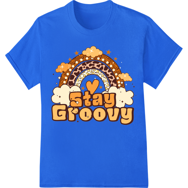 Retro 'Stay Groovy' 70s Inspired DTF Print Heat Transfer enhanced with professional DTF technology