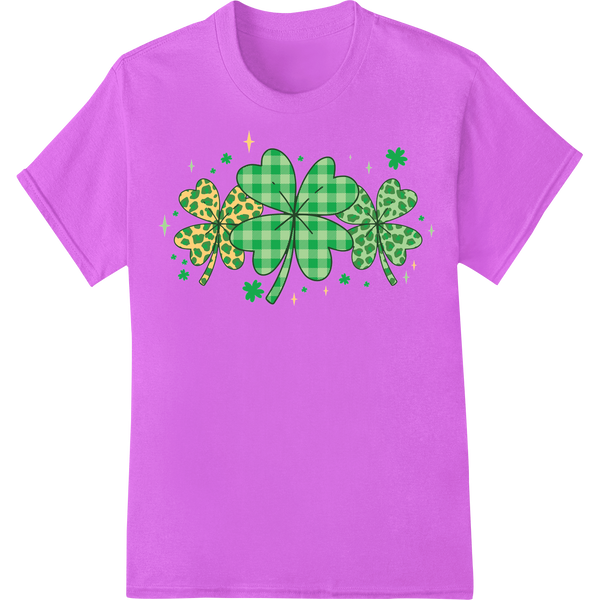 Vibrant Shamrock Heat Transfer: Luck of the Irish Style on purple shirt - SUPERDTF-DTF Prints-DTF Transfers-Custom DTF Prints