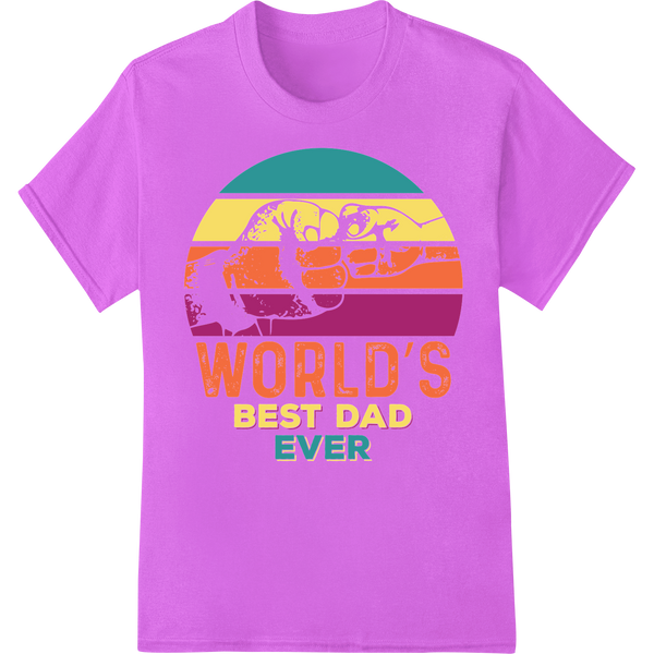 World's Best Dad Ever: Vibrant Father's Day DTF Print Transfer on purple shirt - SUPERDTF-DTF Prints-DTF Transfers-Custom DTF Prints