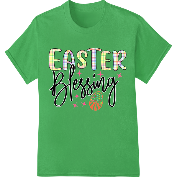 Vibrant 'Easter Blessing' DTF Print Heat Transfer on green shirt - SUPERDTF-DTF Prints-DTF Transfers-Custom DTF Prints