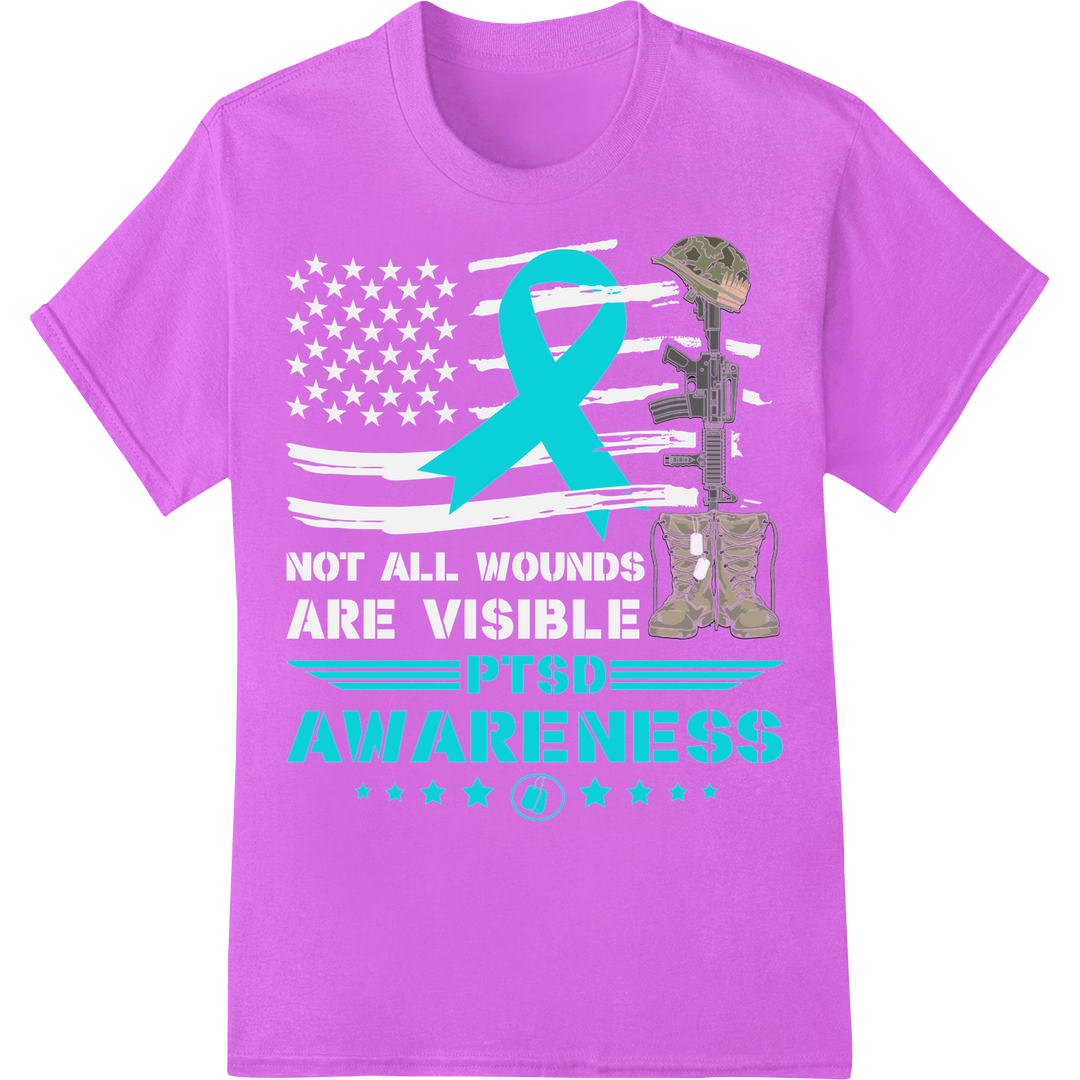 PTSD Awareness Ribbon: Support, Understand, Advocate on purple shirt - SUPERDTF-DTF Prints-DTF Transfers-Custom DTF Prints