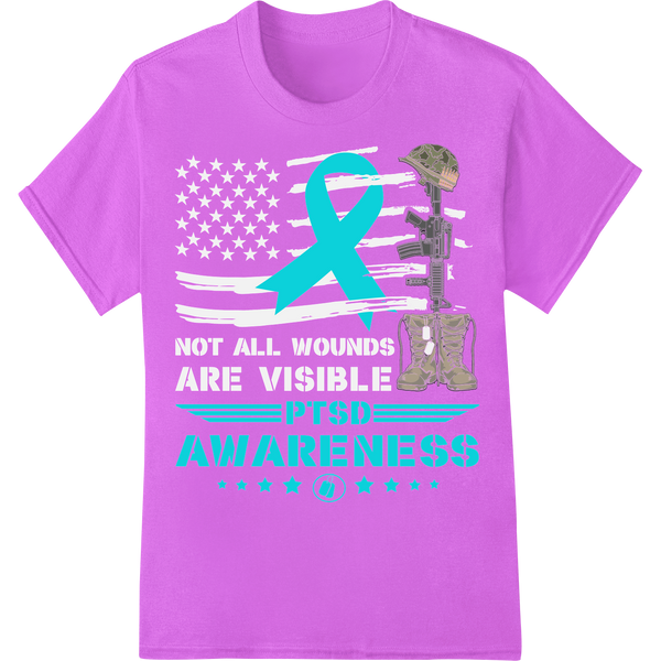 PTSD Awareness Ribbon: Support, Understand, Advocate on purple shirt - SUPERDTF-DTF Prints-DTF Transfers-Custom DTF Prints