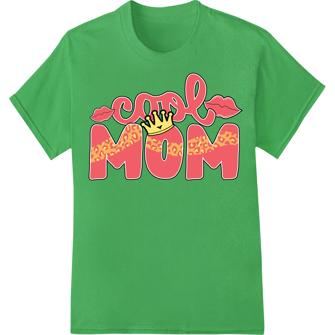 Retro Mom Heat Transfer: Vintage Mother's Day Design on green shirt - SUPERDTF-DTF Prints-DTF Transfers-Custom DTF Prints