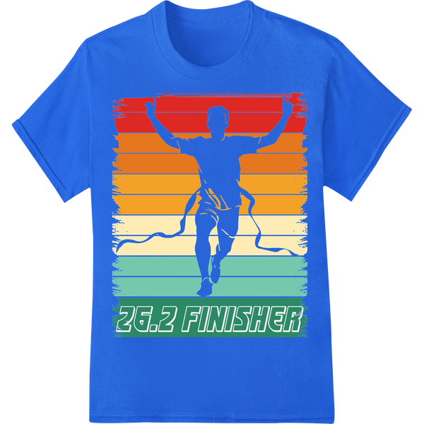 Triumph With Every Step: 26.2 Finisher DTF Heat Transfer on blue shirt - SUPERDTF-DTF Prints-DTF Transfers-Custom DTF Prints