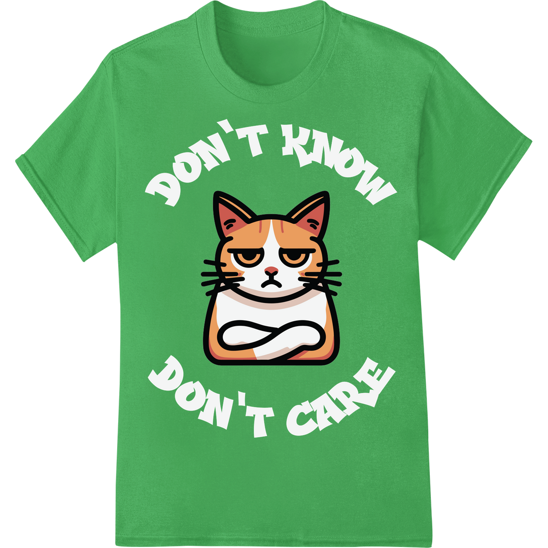 Grumpy Cat: Furrowed Brow DTF Print Heat Transfer | Funny on green shirt - SUPERDTF-DTF Prints-DTF Transfers-Custom DTF Prints