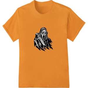 Premium quality custom garment printing on Haunting Ghost Face Heat Transfer for Halloween Gear