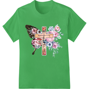 Unique digital printing for Floral Cross Easter Heat Transfer - Faith Inspired DTF Print