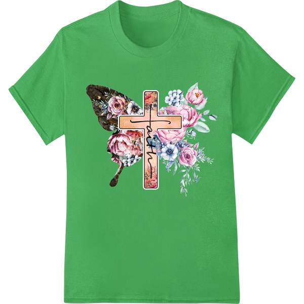 Unique digital printing for Floral Cross Easter Heat Transfer - Faith Inspired DTF Print