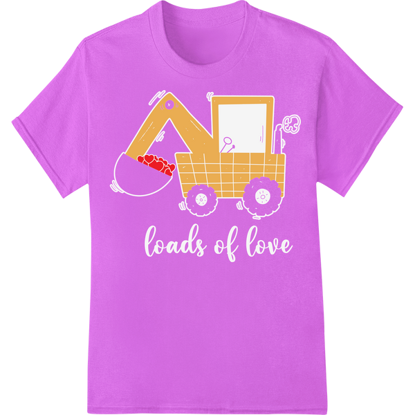 Retro Excavator Valentine: Digging Up Love DTF Transfer on purple shirt - SUPERDTF-DTF Prints-DTF Transfers-Custom DTF Prints