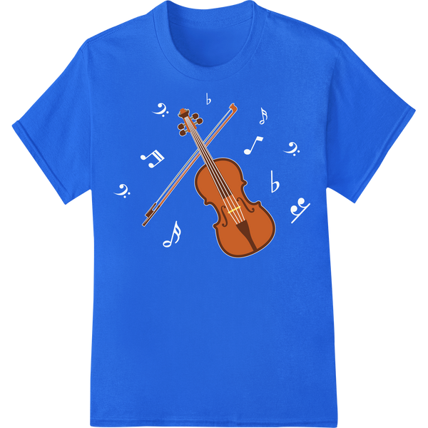 Striking Violin DTF Heat Transfer Print | Musical Artistry on blue shirt - SUPERDTF-DTF Prints-DTF Transfers-Custom DTF Prints