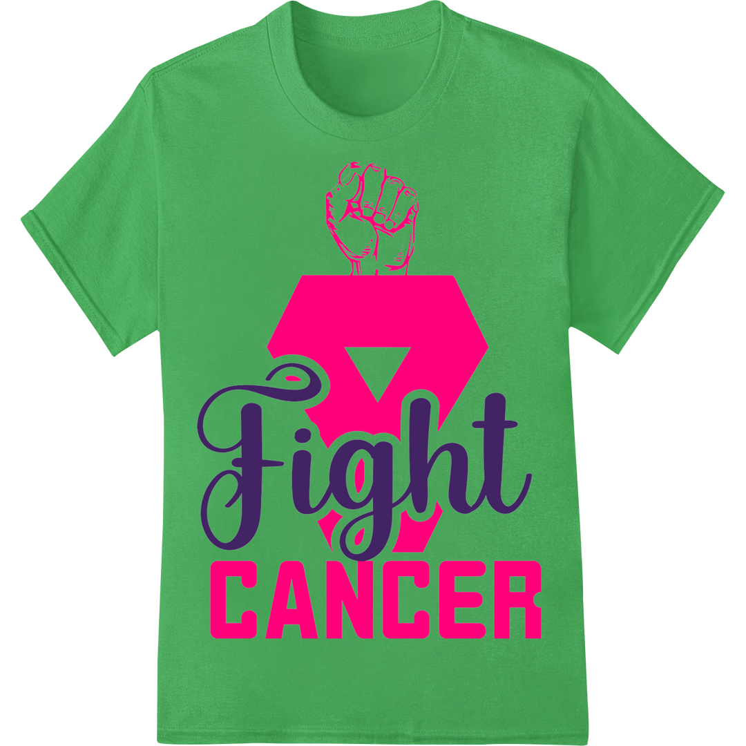 Fight Breast Cancer: Bold Pink Fist DTF Print Transfer on green shirt - SUPERDTF-DTF Prints-DTF Transfers-Custom DTF Prints