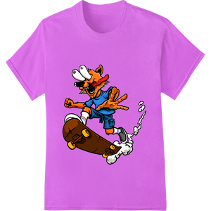 Shreddin' Fox Skateboarder Heat Transfer For T-shirts with custom vibrant DTF prints artwork