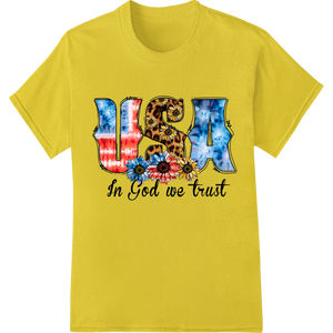 Custom print on demand design - Patriotic Sunflower USA Flag 'In God We Trust' Heat Transfer