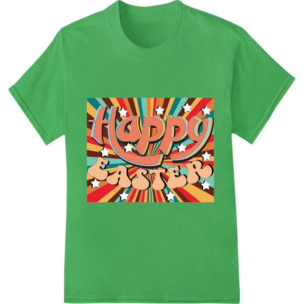 Retro "Happy Easter" DTF Print Heat Transfer | Easter Joy on green shirt - SUPERDTF-DTF Prints-DTF Transfers-Custom DTF Prints