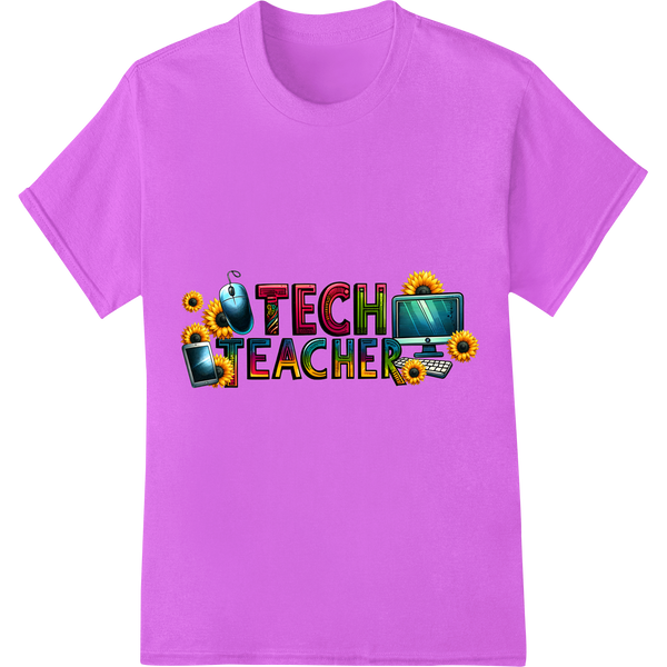 Celebrate Tech-Savvy Educators with 'Tech Teacher' DTF Print on purple shirt - SUPERDTF-DTF Prints-DTF Transfers-Custom DTF Prints