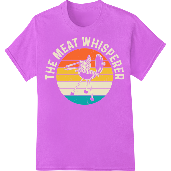 Vintage Retro The Meat Whisperer BBQ Grilling DTF Transfer on purple shirt - SUPERDTF-DTF Prints-DTF Transfers-Custom DTF Prints