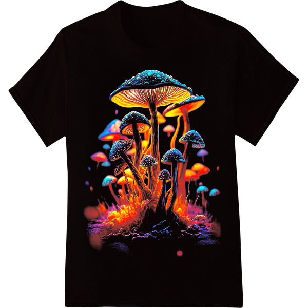 Psychedelic Mushroom Magic - Vibrant DTF Print Transfer on black shirt - SUPERDTF-DTF Prints-DTF Transfers-Custom DTF Prints