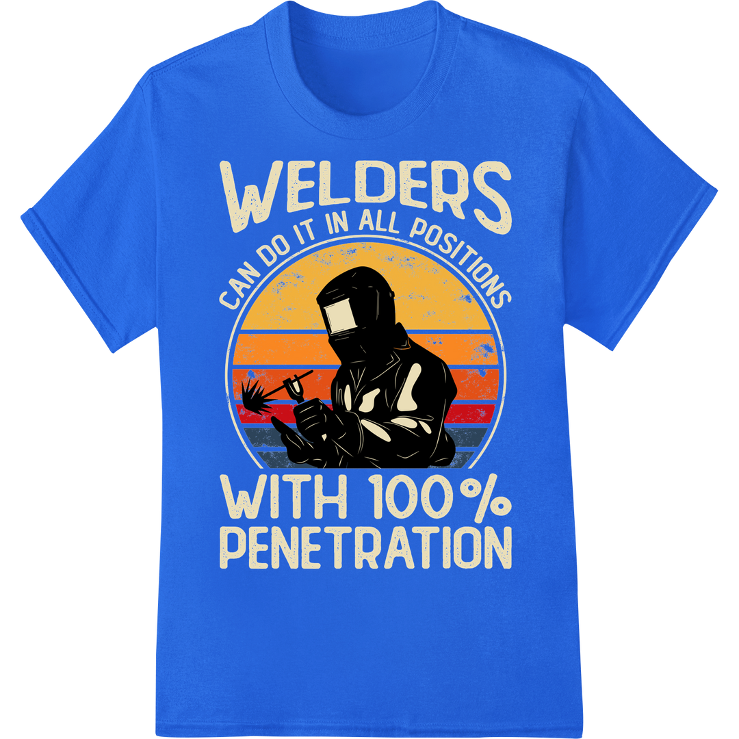 Welders Can Do It Funny Vintage Super DTF Heat Transfer Print on blue shirt - SUPERDTF-DTF Prints-DTF Transfers-Custom DTF Prints