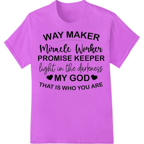 Innovative personalized clothing design on Way Maker Miracle Worker Promise Keeper Faith DTF Print