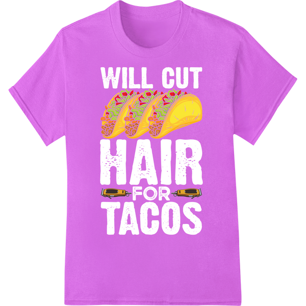 Crunchy Taco Trio: Vibrant Heat Transfer Print for Garments on purple shirt - SUPERDTF-DTF Prints-DTF Transfers-Custom DTF Prints