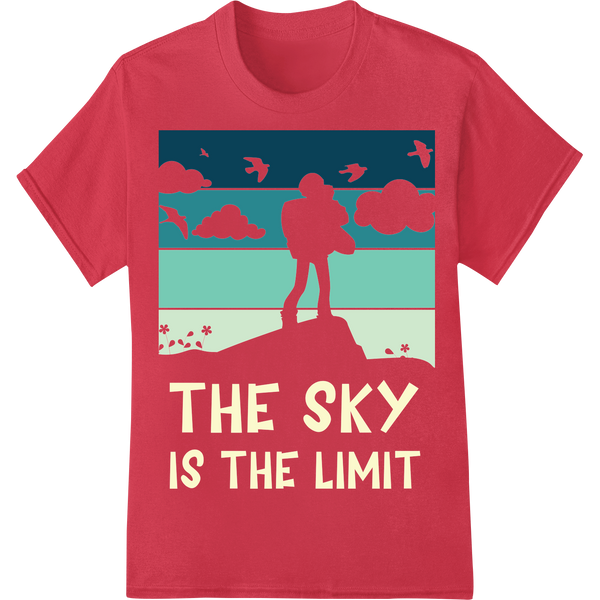 Reach the Peak: Mountain Climber Motivational DTF Print on red shirt - SUPERDTF-DTF Prints-DTF Transfers-Custom DTF Prints