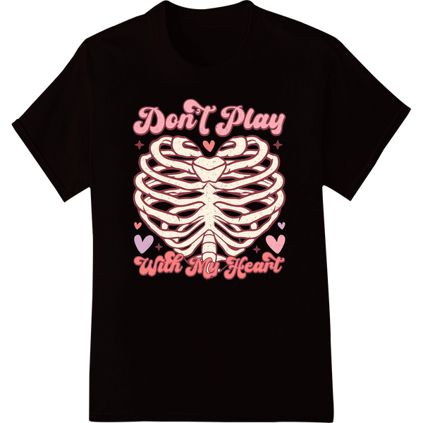 Skeleton Rib Cage Heart DTF Print Heat Transfer | Edgy Love on black shirt - SUPERDTF-DTF Prints-DTF Transfers-Custom DTF Prints