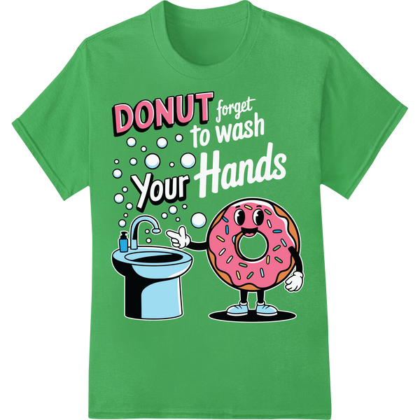 Hilarious 'Donut Your' Cartoon - Quirky Food Pun DTF Print on green shirt - SUPERDTF-DTF Prints-DTF Transfers-Custom DTF Prints