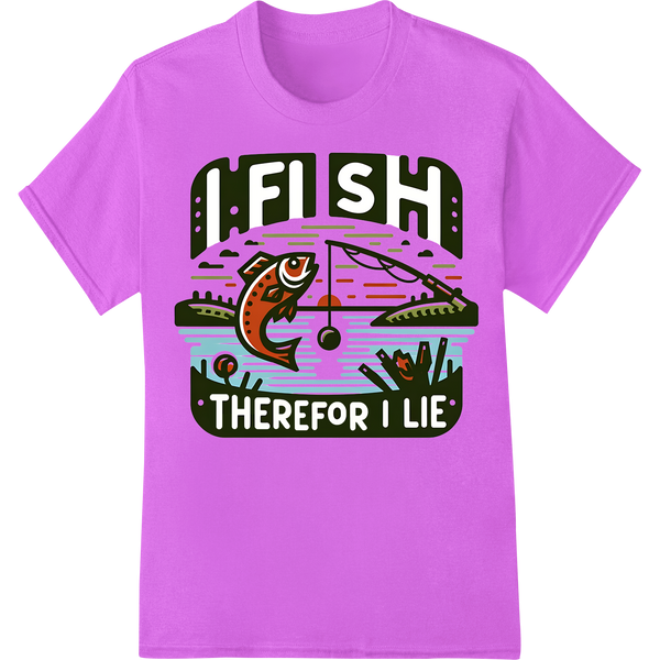 I Fish Therefore I Lie - Humorous DTF Print for Anglers on purple shirt - SUPERDTF-DTF Prints-DTF Transfers-Custom DTF Prints