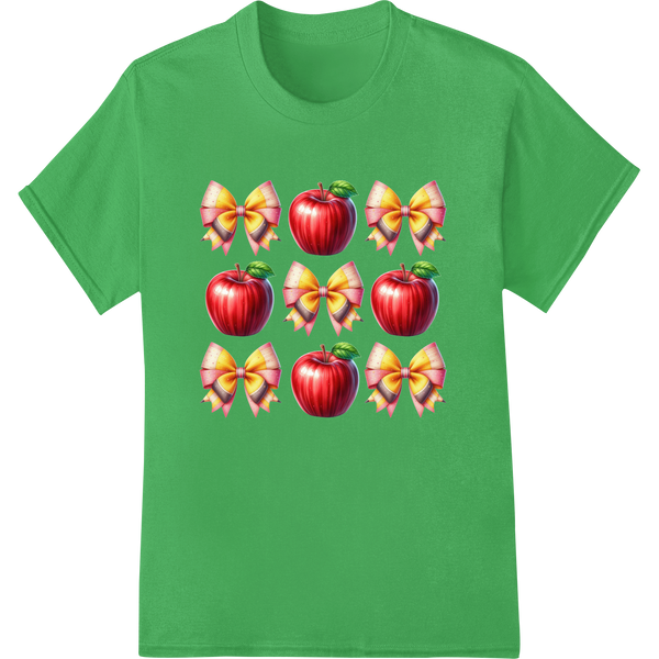 Delightful Apple Ribbon DTF Print for Teacher Appreciation on green shirt - SUPERDTF-DTF Prints-DTF Transfers-Custom DTF Prints