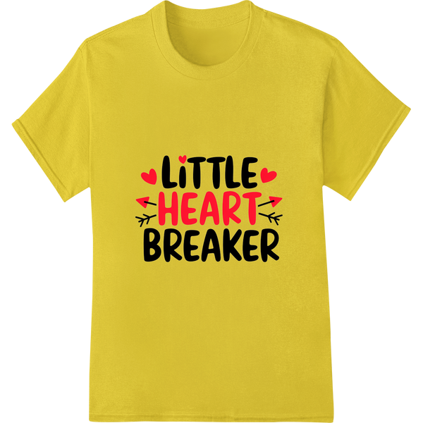 Playful 'Little Heart Breaker' Valentine's Day DTF Print on yellow shirt - SUPERDTF-DTF Prints-DTF Transfers-Custom DTF Prints