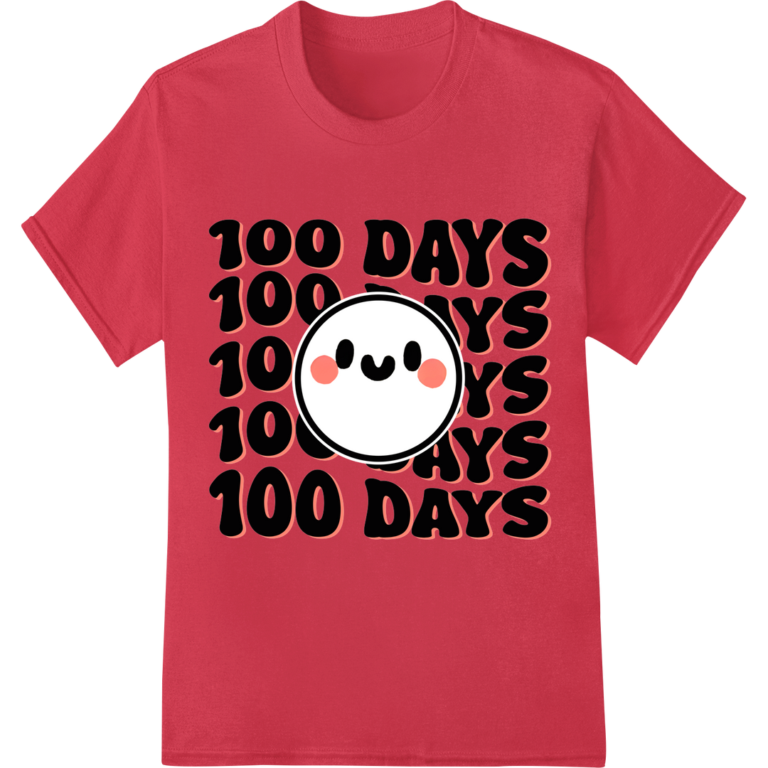 Celebrate 100 Days of School with This Fun DTF Print! on red shirt - SUPERDTF-DTF Prints-DTF Transfers-Custom DTF Prints