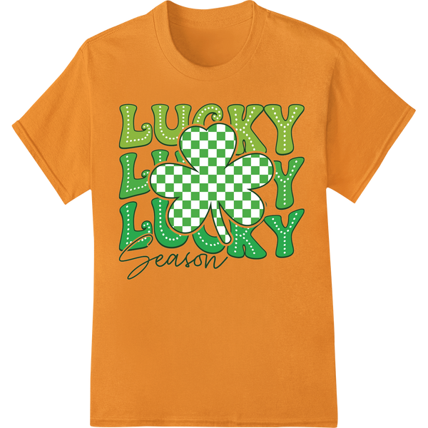 Lucky Shamrock Retro St. Patrick's Day DTF Print Design on orange shirt - SUPERDTF-DTF Prints-DTF Transfers-Custom DTF Prints