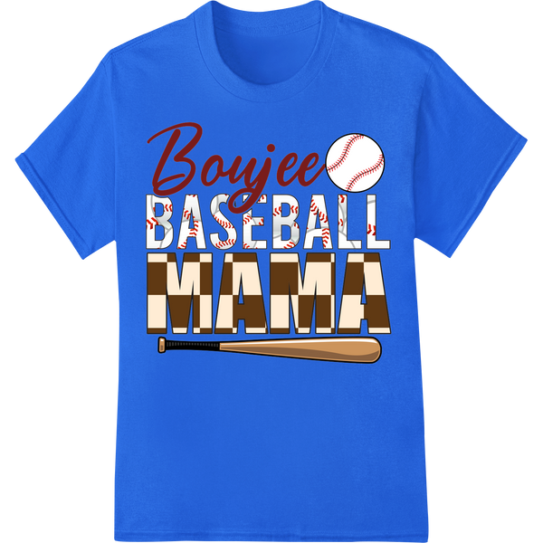 Boujee BASEBALL MAMA - DTF Print Heat Transfer Design on blue shirt - SUPERDTF-DTF Prints-DTF Transfers-Custom DTF Prints